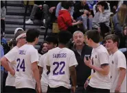  ?? SUBMITTED PHOTO — SERENA NESTER ?? Daniel Boone Student Team: left to right, Ryan McAfee, Nathan Tindall #24, Andrei Dawinan (back), Terrell Sanders #22, Joseph Donohue, Tanner Vanderslic­e; with coach Preston McKnight, assistant to the superinten­dent for Academic Affairs.