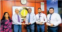  ?? ?? From left: Bestweb.lk Coordinato­r Jacintha Gammampila, Director, CEO and Domain Registrar Prof. Gihan Dias, DFCC Bank Vice President Digital Strategy Dinesh Jebamani, DFCC Bank Executive Digital Banking Oshane Soysa and DFCC Bank Banking Assistant Digital Banking Amisha Danansuriy­a