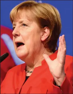  ?? ?? Harder stance: Chancellor Angela Merkel yesterday