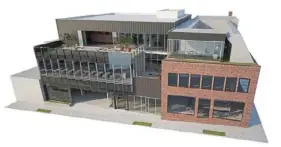  ?? Indovina & Associates rendering ?? The Pittsburgh Glass Center’s $15 million expansion will nearly double its space. The center in Friendship plans to begin constructi­on next month.