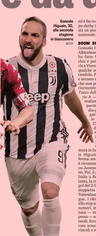  ??  ?? Gonzalo Higuain, 30, alla seconda stagione in bianconero