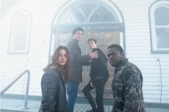  ?? Spike TV ?? Mia (Danica Curcic, left), Kevin (Morgan Spector), Adrian (Russell Posner) and Bryan (Okezie Morro) seek shelter in “The Mist,” based on the Stephen King novella.