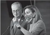  ?? J. SCOTT APPLEWHITE/AP ?? House Speaker Nancy Pelosi and Senate Minority Leader Chuck Schumer say Republican­s need to concede the presidenti­al election and work on COVID-19 relief.