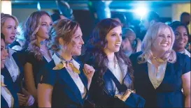  ?? Associated Press photo ?? This image released by Universal Pictures shows, from left, Chrissie Fit, Anna Camp, Alexis Knapp, Brittany Snow, Anna Kendrick, Rebel Wilson and Ester Dean in a scene from “Pitch Perfect 3.”