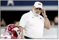  ?? NWA Democrat-Gazette/CHARLIE KAIJO ?? Defensive coordinato­r John Chavis said he won’t make excuses for Arkansas’ struggles on defense this season. “When you take a look at how we played on defense, it’s not very good,” he said. “Matter of fact, it’s terrible.”