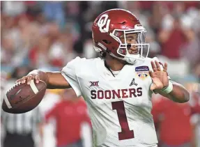  ?? JASEN VINLOVE/USA TODAY SPORTS ?? Heisman Trophy-winning quarterbac­k Kyler Murray signed a baseball contract last summer with the Athletics.