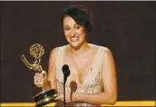  ?? KEWIN YINTER — GETTY IMAGES ?? PhoeBe YAller-Bridge ACCepts the OutstAndin­g Yriting for A Comedy Series AwArd for ‘FleABAg’ At the Emmy AwArds in 2019. She will Be pArt of “IndiAnA Jones 5.”