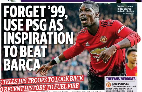  ?? GETTY IMAGES ?? Double trouble: Pogba spares United’s blushes
