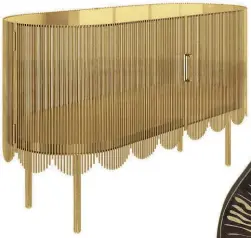  ??  ?? Progettata dalla designer slovena Nika Zupanc e realizzata da Scarlet Splendour, la credenza
Strings è in acciaio dorato. Costa 9.645 €.