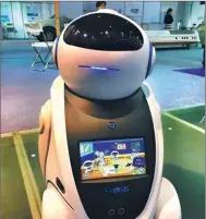  ??  ?? A robot on display during last year’s event. Developed by Changzhou-based company Udear, it teaches children to read and learn.