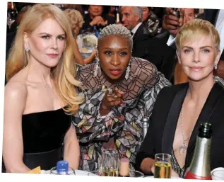  ??  ?? Centre stage: Cynthia with Nicole Kidman and Charlize Theron this year