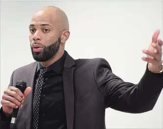  ?? PETER LEE WATERLOO REGION RECORD FILE PHOTO ?? “Guys coming in have to be defensive-minded dogs ... be great teammates and have an IQ and acumen for the game,” said Kitchener-Waterloo Titans head coach Cavell Johnson of the roster he’s assembling.