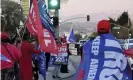  ?? Photograph: Keith Birmingham/AP ?? Protesters at a pro-Trump rally in Beverly Hills. Three of the 14 California residents charged in connection with the US Capitol attack are from the wealthy Los Angeles county enclave.