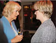  ??  ?? Mary Walsh, Coachford, who is on the Environmen­t and Recreation Directorat­e at Cork City Council, chatting to Camilla, Duchess of Cornwall, at the reception in City Hall.