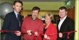  ??  ?? Courtown Adventure and Leisure Centre chairman Brian McGarry, Minister Michael D’Arcy cutting the ribbon, general manager Margaret Quinn and Malcolm Byrne TD.