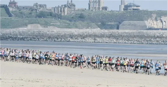  ??  ?? The start of the annual Pier to Pier Race 2019 at South Shields on Sunday.