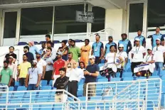  ?? Ahmed Kutty/Gulf News ?? Sri Lanka and Afghanista­n fans watch their heroes in action at Zayed Stadium in Abu Dhabi yesterday.