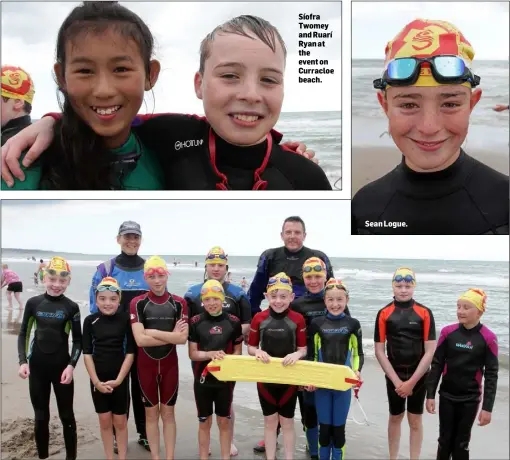  ??  ?? Participan­ts from swim sroups 6,7 and 8. Síofra Twomey and Ruarí Ryan at the event on Curracloe beach. Sean Logue.