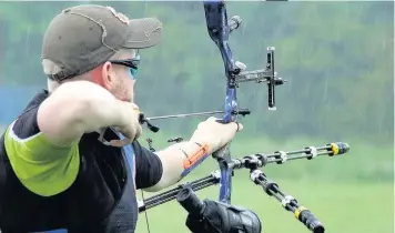  ?? Jack Grogan competing through the rain in Manchester Greg Grogan ??