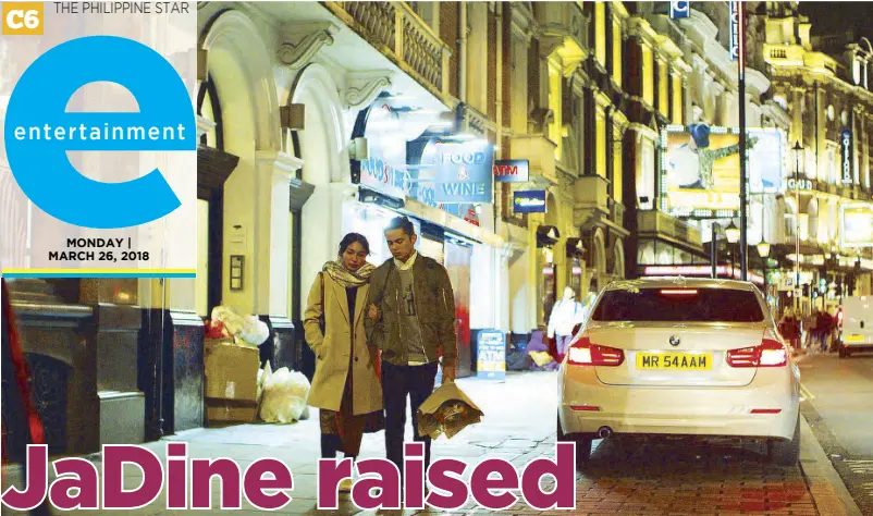  ??  ?? James Reid and Nadine Lustre in a Never Not Love You scene shot in London.