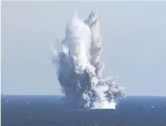  ?? ?? HAEIL FORECAST: The underwater nuclear strategic attack weapon system ‘Haeil’ fires off the coast of North Korea’s South Hamgyong Province on Thursday.