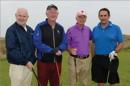  ??  ?? Fergus Grimes, Tom Carson, Noel O Connor and Richie Culhane at the East Meath Meals on Wheels fundraiser Golf Classic at Laytown & Bettystown Golf Club