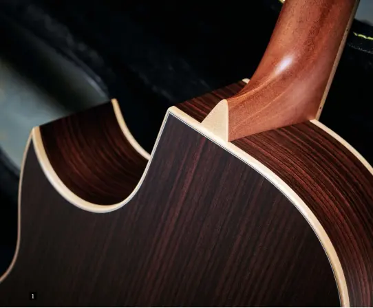  ??  ?? 1 1 1. The depth of the Florentine cutaway ensures easy access to the guitar’s 17 frets 2. The C-03R-TE features the same recipe of body woods found on Tommy’s original C-10