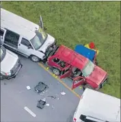  ?? Jay Janner Austin American-Statesman ?? INVESTIGAT­ORS in Round Rock, Texas, inspect the vehicle in which Mark Conditt blew himself up as authoritie­s closed in on Wednesday.