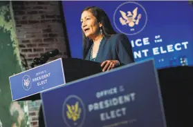  ?? Joshua Roberts / Getty Images ?? Rep. Deb Haaland would be the first Native American to lead the Interior Department, which has wielded influence over tribes for generation­s.