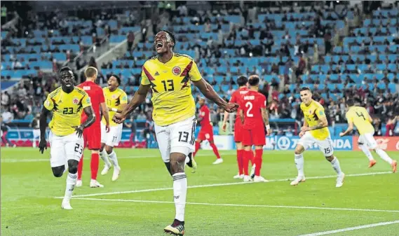  ?? FOTO: GETTY ?? Los goles de Yerry Mina en el Mundial han sido un fabuloso gancho para atraer el interés de clubs. El último, según Radio Montecarlo, es el Manchester United