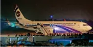  ?? AP ?? Biman Airlines Flight BG-147 makes an emergency landing at Chittagong airport in Bangladesh on Sunday. —