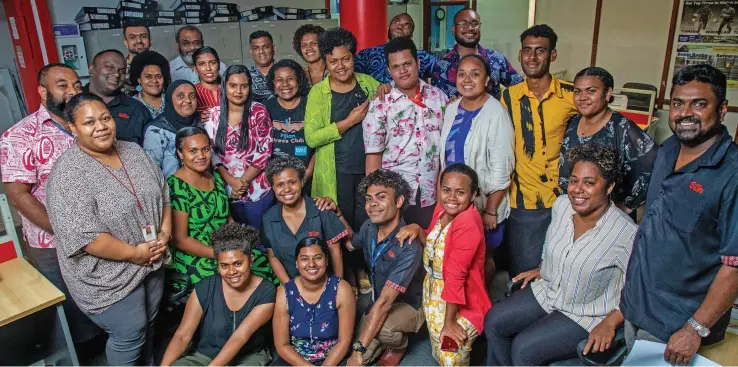  ?? Photo: Leon Lord ?? Some of the Fiji Sun Editorial, Advertisin­g and Finance teams at Gorrie Street in Suva.