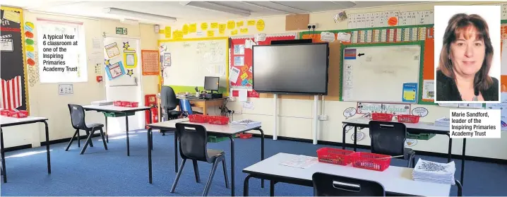  ??  ?? A typical Year 6 classroom at one of the Inspiring Primaries Academy Trust
Marie Sandford, leader of the Inspiring Primaries Academy Trust