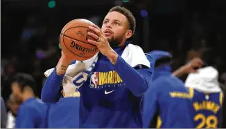  ??  ?? Stephen Curry of the Golden State Warriors enters this season with 2,483 made 3-pointers, leaving him 78 away from passing Reggie Miller for No. 2.