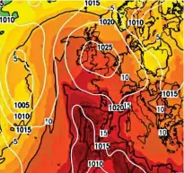  ??  ?? Red wave: The heat heading north from Spain