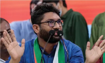  ?? Jignesh Mevani, a prominent campaigner for India’s marginalis­ed low-caste Dalit community. Photograph: Rajat Gupta/EPA ??