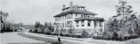  ??  ?? Bolgreggan, when it was built in 1914, one of only 12 houses built in the pre-war phase of the Uplands. The two-and-one-half-storey Georgian Revival-style mansion was designed by Calgary architect Charles Hay and was featured in a promotiona­l brochure...