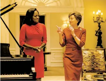  ?? SHOWTIME PHOTOS ?? Viola Davis as Michelle Obama and Kathleen Garrett as Laura Bush in Showtime’s “The First Lady.”