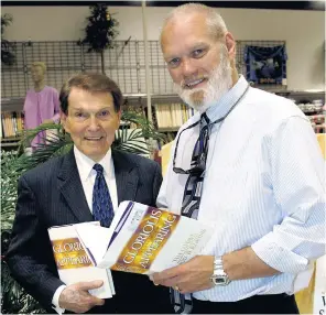  ??  ?? LaHaye (left) with his co-author Jerry Jenkins and (below) two of their books