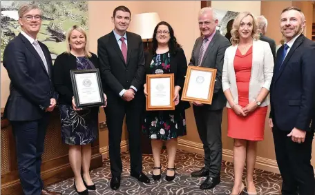  ?? Photo by Don MacMonagle ?? Minister for Tourism Brendan Griffin pictured with members of The Gleneagle Group of hotels who were the first hotel in the world to receive three awards for the ‘World Tourism For All’ quality programme on universal access. Included are (from left) Patrick O’Donoghue, The Gleneagle Group; Sinead McCarthy, The Brehon Hotel; Elaine Dempsey, The Maritime Hotel; Fionnbar Walsh, The Maritime Hotel; Kathleen Linehan, The Gleneagle Group; and Paudie Healy, Universal Access CEO.