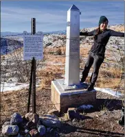  ?? TESS MULLANEY VIA AP ?? Tess Mullaney of Phoenix, Ariz., opposes plans for a twomile stretch of border wall that would go through the monument and destroy the trail’s first stop, which hikers consider symbolic and important.