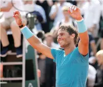  ?? Reuters ?? Rafael Nadal celebrates after winning his semifinal match against Argentina’s Juan Martin Del Potro. —