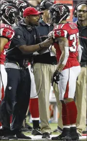  ?? AP FILE ?? Falcons defensive coordinato­r Marquand Manuel and safety Ricardo Allen will have their hands full Thursday against Philadelph­ia’s RPO offense.