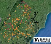  ??  ?? A map of damage done to Tararua District’s road network in last July’s snowstorm, which was expected to cost at least $2.1 million to repair.