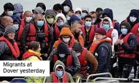  ?? ?? Migrants at Dover yesterday