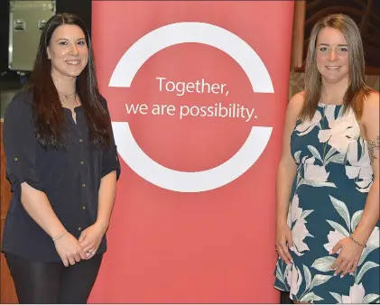  ??  ?? Mikaela Mamer stands with Swift Current United Way Executive Director Stacey Schwartz during last Wednesday’s Rise Up - Step Up and Speak Out About Addiction event.