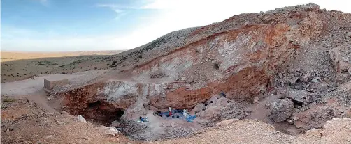  ?? Shannon McPherron/Max Planck Institute for Evolutiona­ry Anthropolo­gy via AP ?? This Oct. 15, 2009, photo shows the Jebel Irhoud site in Morocco where the oldest known fossils of human species have been unearthed, revealing an early evolutiona­ry step toward developing the fully modern human body.