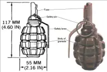  ??  ?? Diagram of F1 grenade to show the component parts