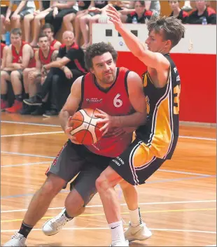  ??  ?? Men Mt Gambier Lakers d Ararat Redbacks 103-80 Ararat Redbacks d Portland Coasters 81-76 Women Portland Coasters d Ararat Redbacks 52-28 ON THE MOVE: Ararat’s Jesse Poulton looks to get around his Portland opponent at Ararat Fitness Centre on Sunday....