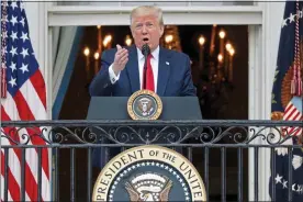  ??  ?? NO LONGER WELCOME: President Trump speaking at the White House